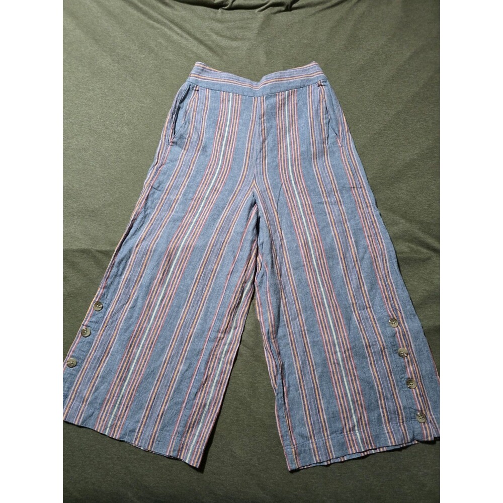 Madewell Huston Linen/Cotton  Crop Pants Wide Leg Striped Cottagecore Small